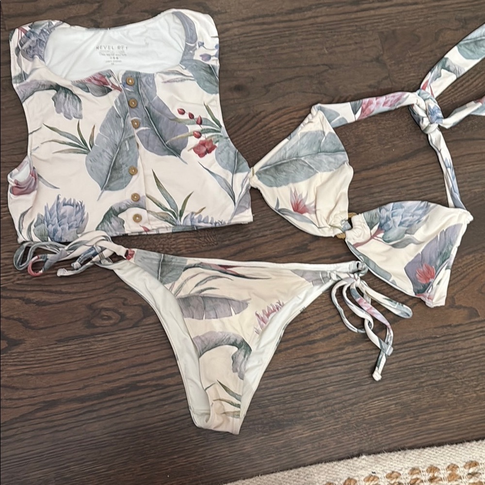 Floral Bikini Set with Buttoned Top Revel